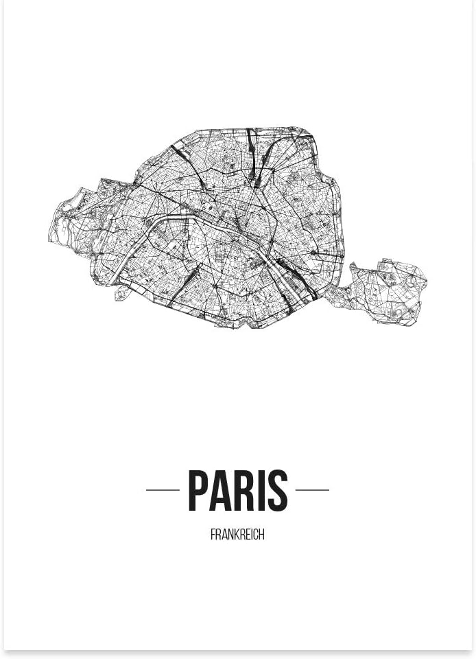 JUNIWORDS Stadtposter, Paris, Wähle eine Grösse, 40 x 60 cm, Poster, Schrift B, Weiss 40 x 60 cm Sch