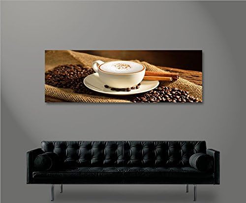 islandburner Bild Bilder auf Leinwand Cappuccino Kaffee Kaffebohnen Gemütlich Panorama XXL Poster Le