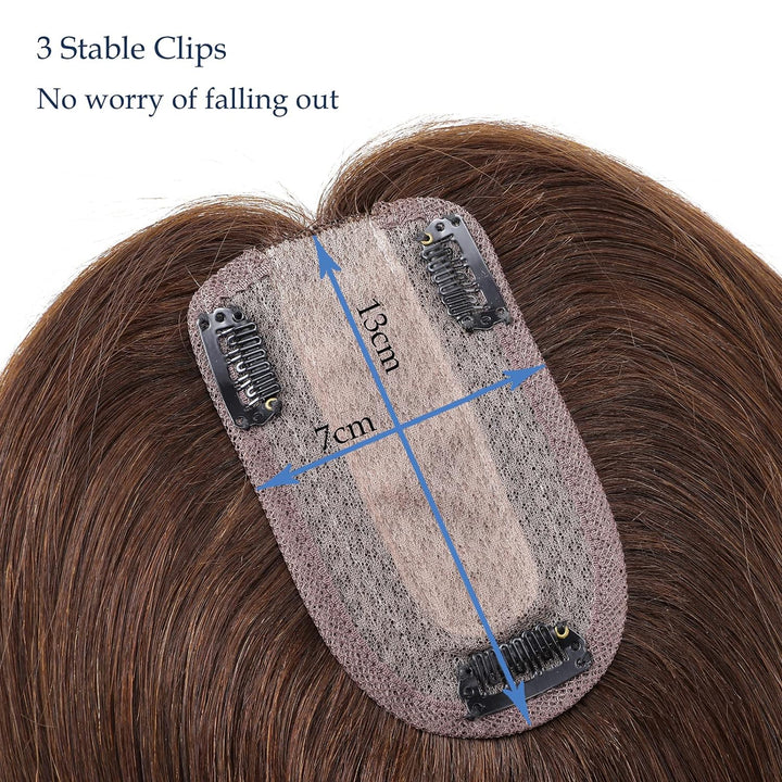Silk-co Haarteile Echthaar Clip in Extensions Echthaar Toupee Haarverlängerung Toupee Hair Extension