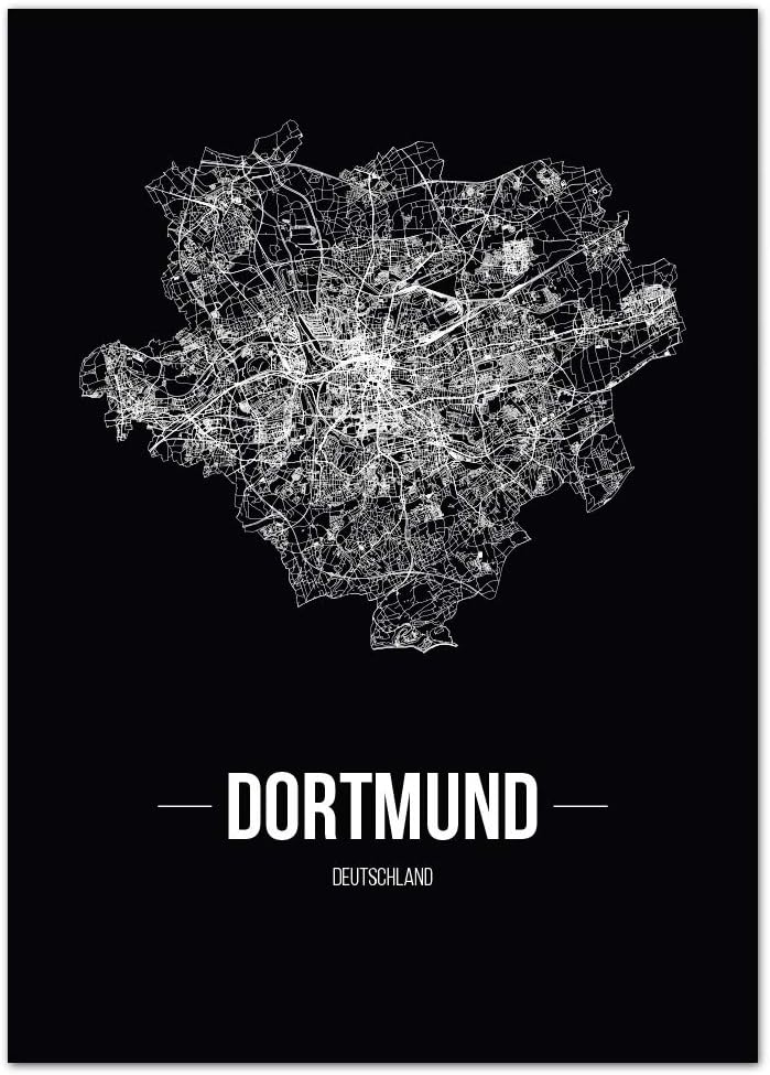 JUNIWORDS Stadtposter, Dortmund, Wähle eine Grösse, 40 x 60 cm, Poster, Schrift B, Schwarz 40 x 60 c