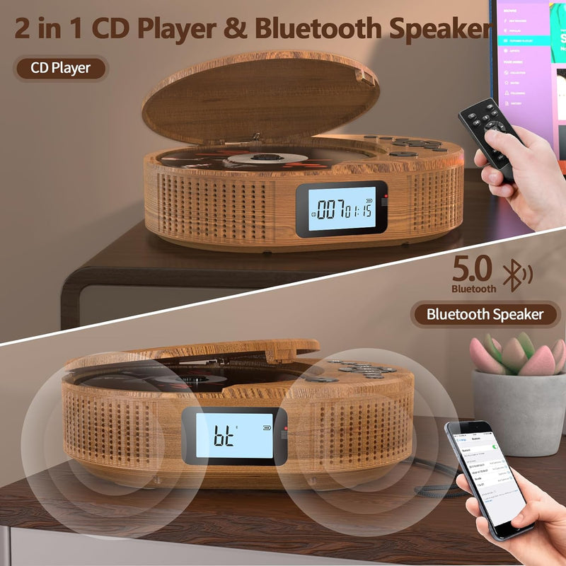 Desobry CD Player tragbar Kinder klein mit Bluetooth discman Kinder Lautsprecher Radio Boombox-CD-Pl