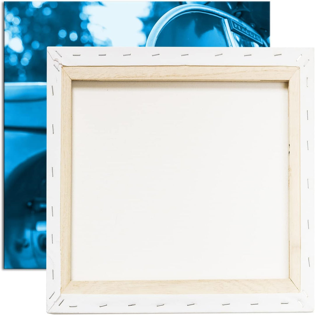 deyoli Vespa Motorrad in schöner Landschaft Format: 70x70 Effekt: Monocrome Blau als Leinwandbild, M