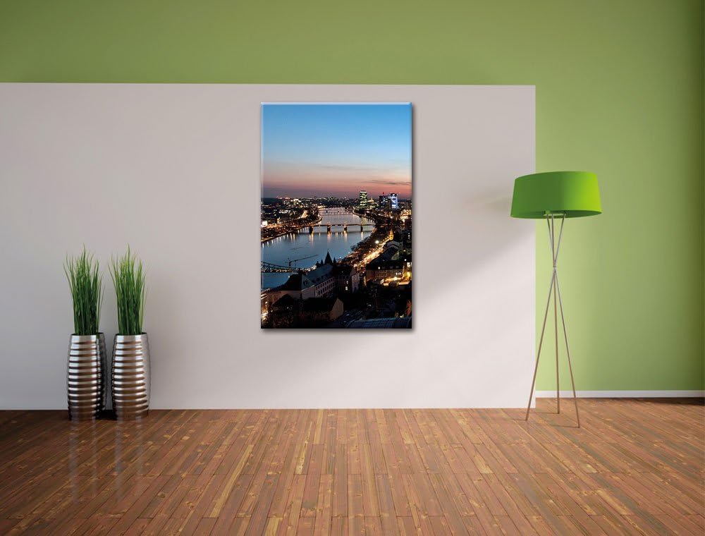 Frankfurt Skyline, Format: 100x70 auf Leinwand, XXL riesige Bilder fertig gerahmt mit Keilrahmen, Ku