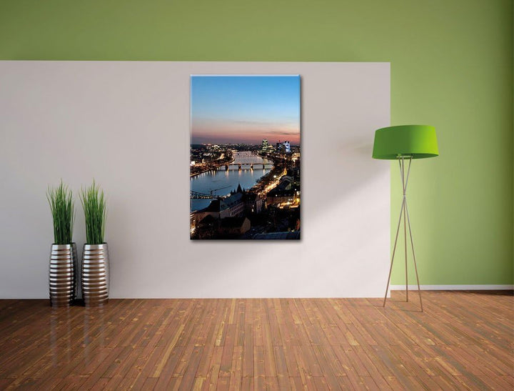 Frankfurt Skyline, Format: 100x70 auf Leinwand, XXL riesige Bilder fertig gerahmt mit Keilrahmen, Ku