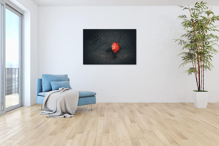 deyoli verlorender Regenschirm Format: 80x60 als Leinwandbild, Motiv fertig gerahmt auf Echtholzrahm
