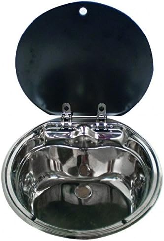 DOMETIC SNG 420 Runde Spüle mit Glasabdeckung, Ø 420 mm, Waschbecken, Edelstahl, Runde Spüle mit Gla