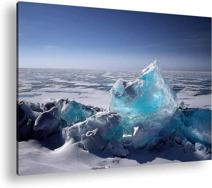 deyoli klares Eis am Nordpol Format: 100x70 als Leinwand, Motiv fertig gerahmt auf Echtholzrahmen, H