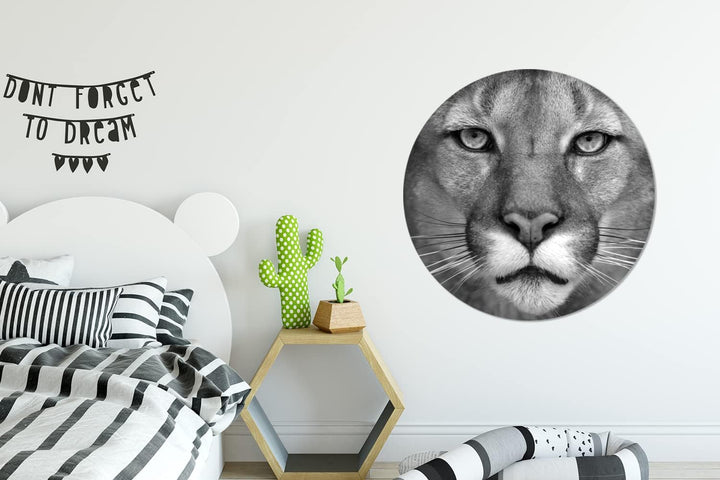 MuchoWow Wandbild Rund Wanddeko Deko Wohnzimmer Bilder 90x90 cm Panther - Wildlife - Schwarz - Weiss