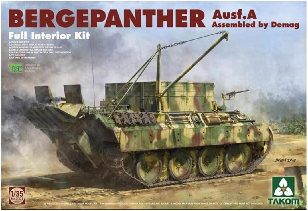 TAKOM TKO2101 Model 2101: 1/35 WWII German Medium Tank SD.Kfz.171/267 Bergepanther/Zimmerit/Full Int