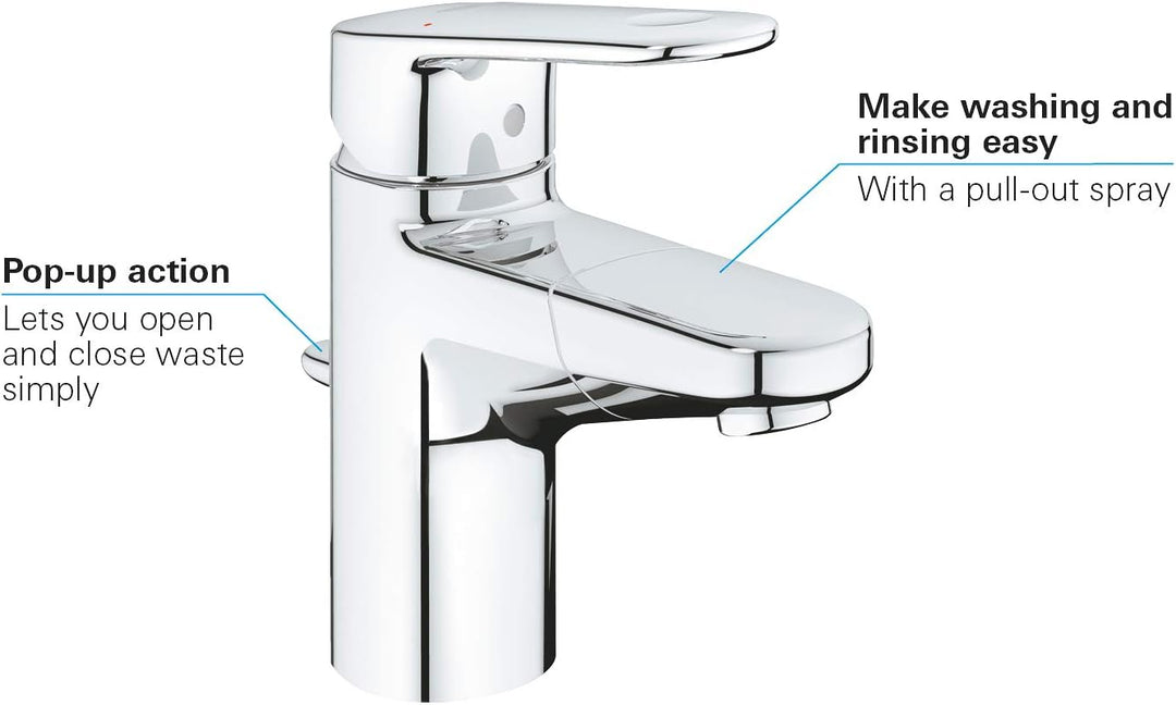 GROHE Europlus - Einhand-Waschtischbatterie (S- Size, variabel einstellbare Mengenbegrenzung, variab