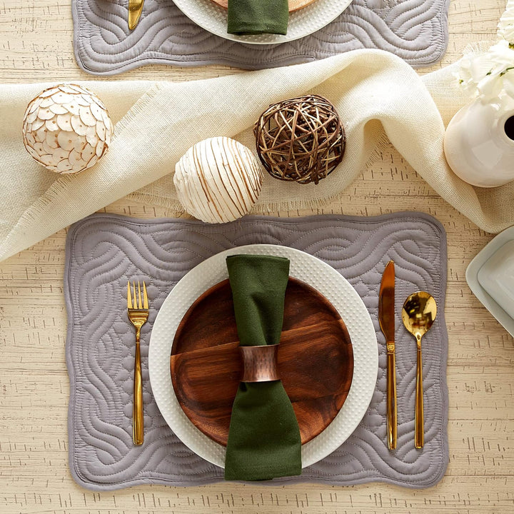 DII Gesteppte Tischsets aus der Farmhouse-Kollektion, Grau, 6-teilig Placemat Set Grau, Placemat Set