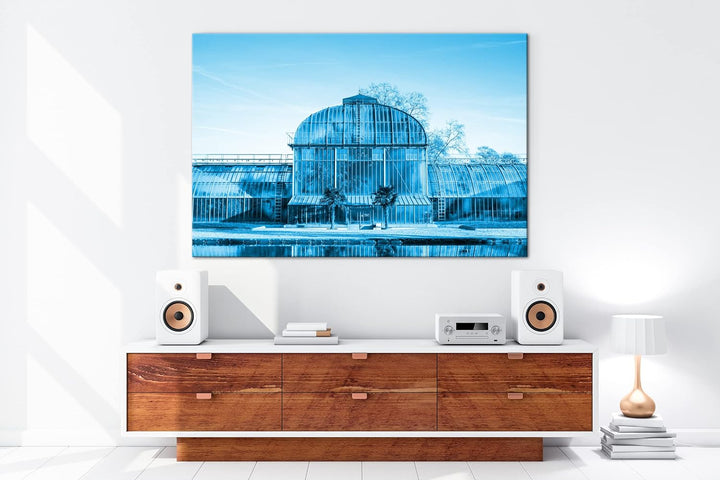deyoli riesiges Gewächshaus Format 80x60 Effekt: Monocrome Blau als Leinwandbild, Motiv fertig gerah