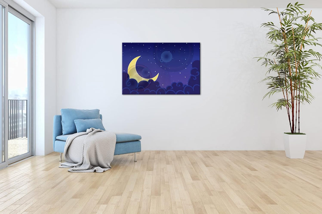 deyoli Mondlicht Nacht Format: 100x70 als Leinwandbild, Motiv fertig gerahmt auf Echtholzrahmen, Hoc