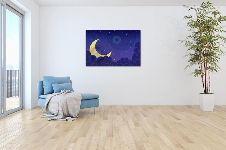 deyoli Mondlicht Nacht Format: 100x70 als Leinwandbild, Motiv fertig gerahmt auf Echtholzrahmen, Hoc