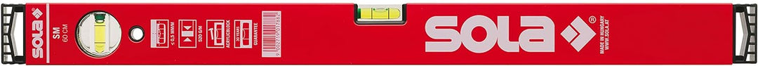 Sola SM red Wasserwaage aus Aluminium, 50 cm, mit 2 Libellen