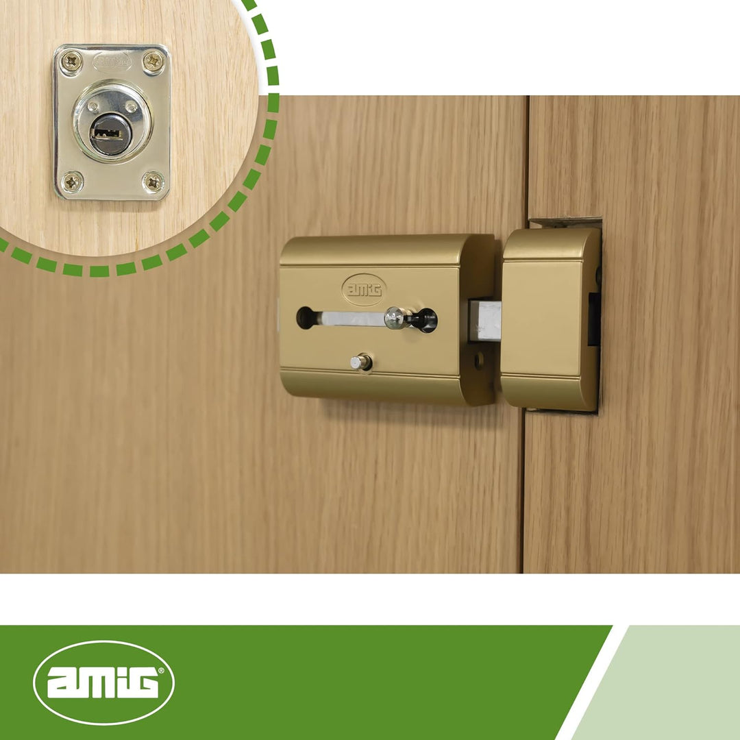 Amig - Hohe Sicherheit Klappschloss für Holztüren | Mod. 15 PLUS | 98 x 77 mm | mit rundem Sicherhei
