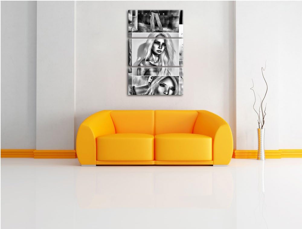 Pixxprint Zeichnungen von Frauen als Leinwandbild/Grösse: 3 Teilig (120x80) cm/Wandbild/Kunstdruck/f