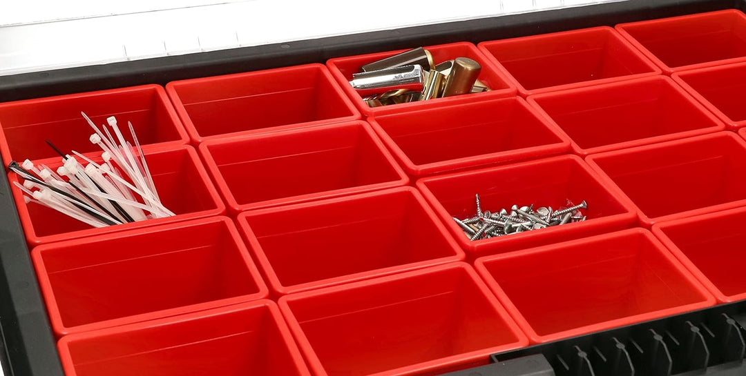 KOTARBAU® Tragbarer Sortimentskasten WRC 39x60x11 cm Aufbewahrungsbox mit Kammern aus Polycarbonat H