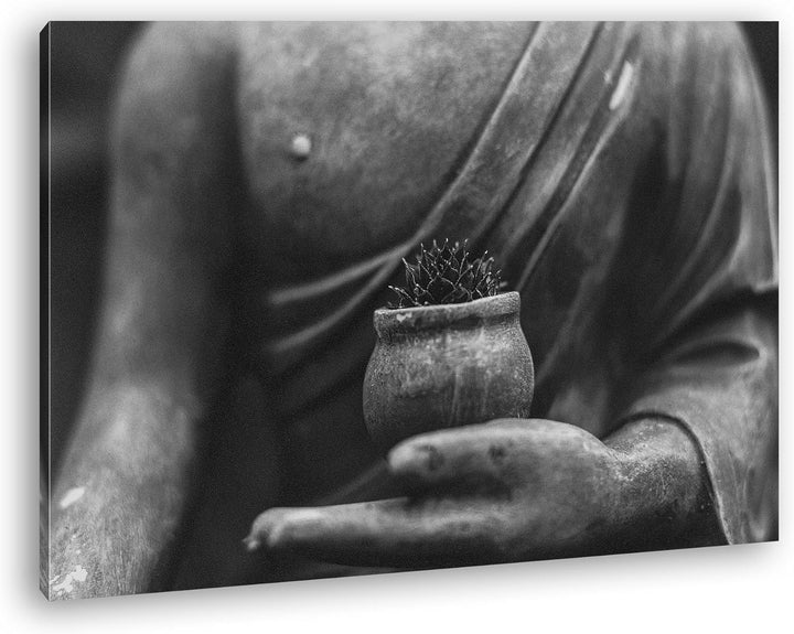 deyoli Meditierende Buddha Statue Format: 80x60 Effekt: Schwarz/Weiss als Leinwandbild, Motiv fertig