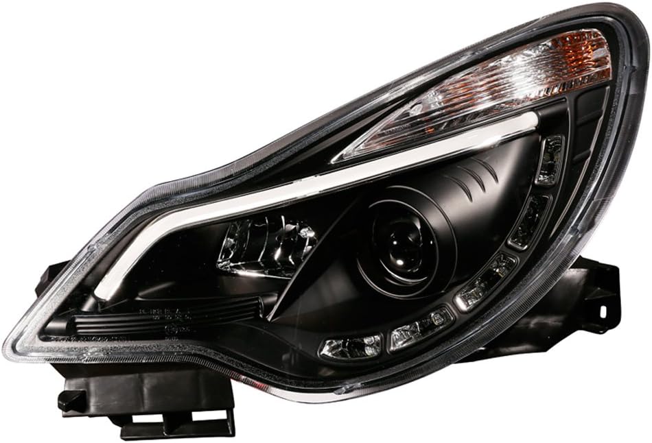AUTO-STYLE Satz Scheinwerfer inkl. TFL 'Light-Bar' kompatibel mit Opel Corsa D 2011-2014 - Schwarz -