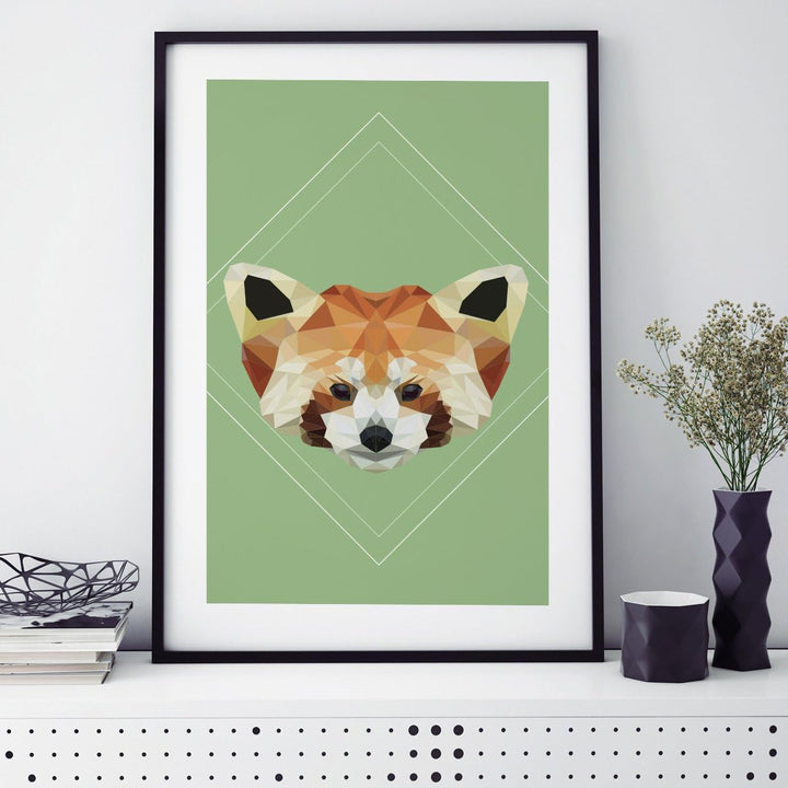 JUNIWORDS Poster mit/ohne Holzrahmen - Wähle ein Motiv - Panda im Low Poly Style - Wähle eine Grösse