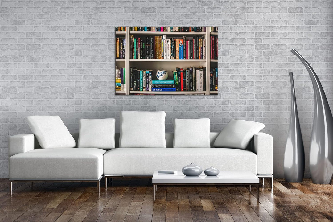 deyoli Rand volles Bücherregal Format: 80x60 cm als Leinwandbild, Motiv fertig gerahmt auf Echtholzr