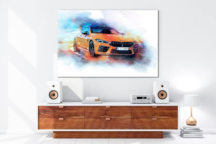 deyoli küstlericher Sportwagen Format: 80x60 als Leinwandbild, Motiv fertig gerahmt auf Echtholzrahm