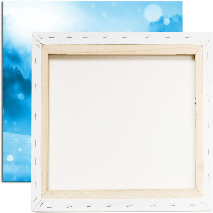 deyoli verschneite Berghütte Format: 60x60 Effekt: Monocrome Blau als Leinwand, Motiv fertig gerahmt