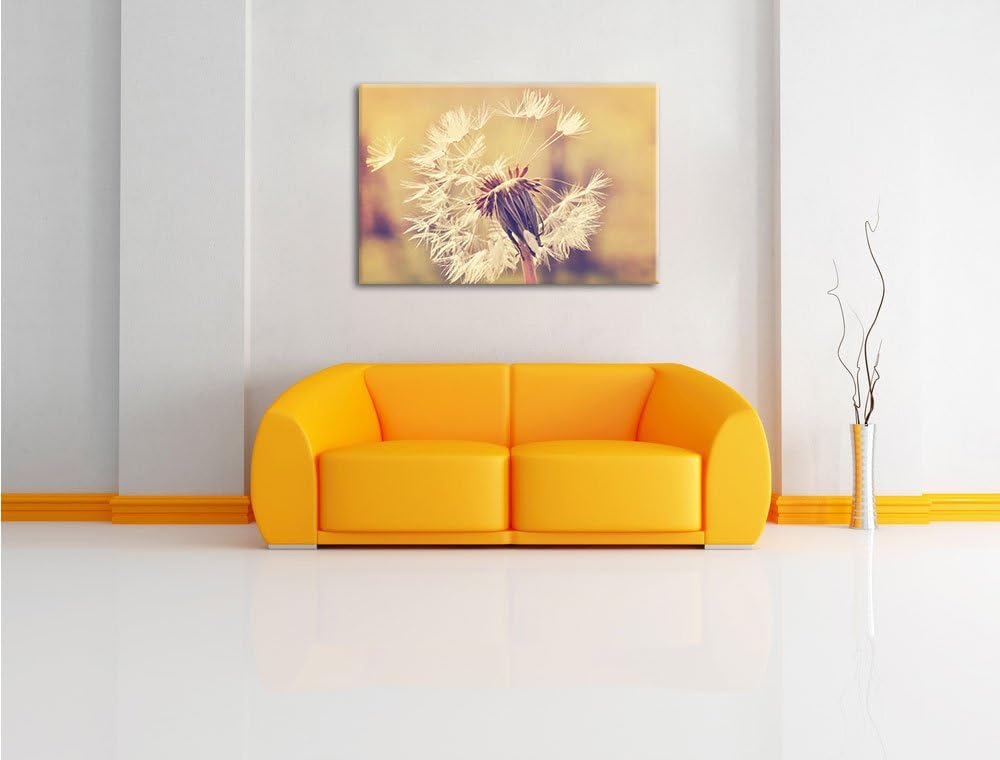 Herbst Löwenzahn, Format: 100x70 auf Leinwand, XXL riesige Bilder fertig gerahmt mit Keilrahmen, Kun