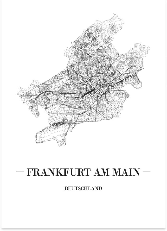 JUNIWORDS Stadtposter, Frankfurt am Main, Wähle eine Grösse, 60 x 90 cm, Poster, Schrift A, Weiss 60