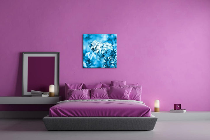 deyoli süsser Schmetterling Format: 70x70 Effekt: Monocrome Blau als Leinwandbild, Motiv fertig gera