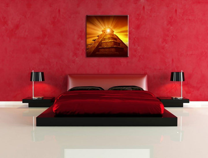 Prächtige Maya Pyramide, Format: 70x70 auf Leinwand, XXL riesige Bilder fertig gerahmt mit Keilrahme