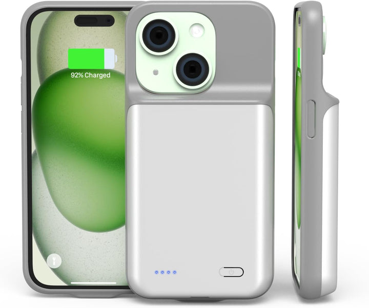 Akku Hülle für iPhone 15 Plus, 6800mAh Slim Tragbare Handyhülle Akku, wiederaufladbare Powerbank Ext