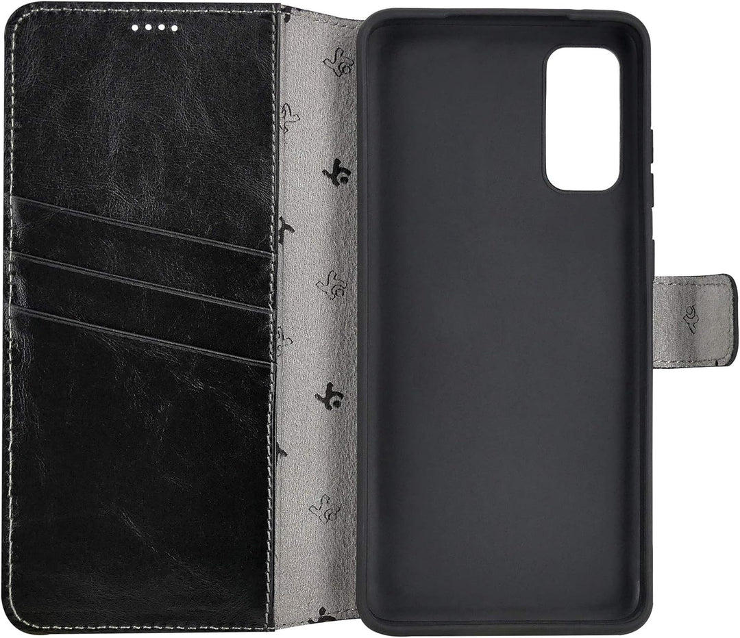 Suncase Book-Style Hülle kompatibel mit Samsung Galaxy S20 Leder Tasche (Slim-Fit) Lederhülle Handyt