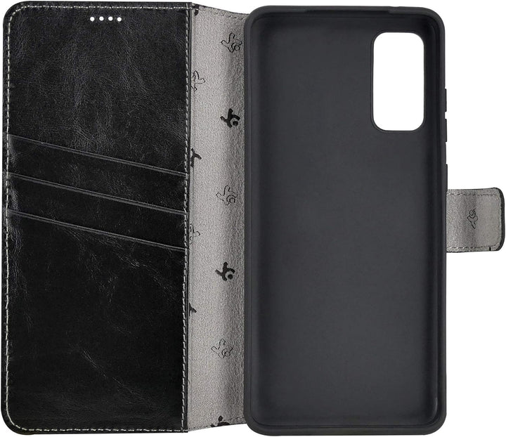 Suncase Book-Style Hülle kompatibel mit Samsung Galaxy S20 Leder Tasche (Slim-Fit) Lederhülle Handyt