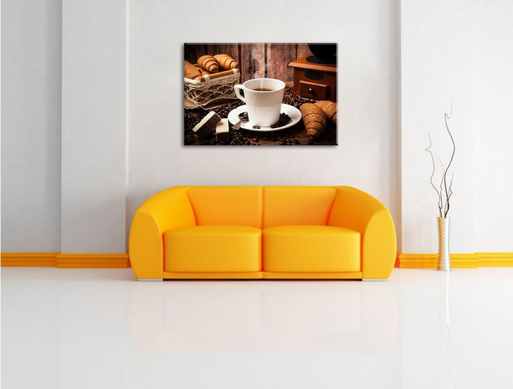 heisser aufgebrühter Kaffee Format: 100x70 auf Leinwand, XXL riesige Bilder fertig gerahmt mit Keilr