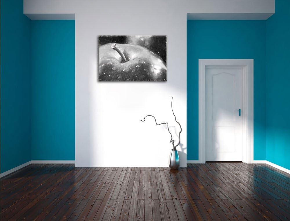 roter Apfel Kohle Effekt, Format: 100x70 auf Leinwand, XXL riesige Bilder fertig gerahmt mit Keilrah