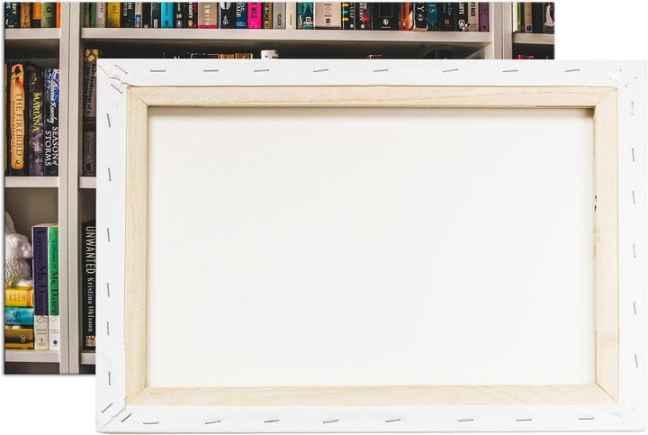 deyoli Rand volles Bücherregal Format: 80x60 cm als Leinwandbild, Motiv fertig gerahmt auf Echtholzr