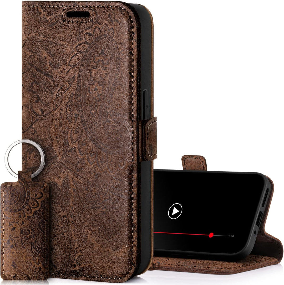 SURAZO Premium Slim Magnet Handyhülle für Xiaomi Redmi Note 12 Pro Hülle Leder – Klappbare Echtleder