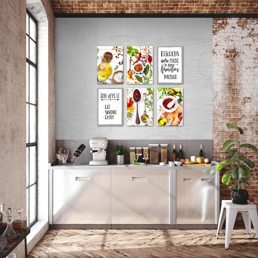Novart Wandbilder Set - KOMPLETT AUFHÄNGFERTIG - Made in Germany - Moderne Bilder Küche Esszimmer Kü