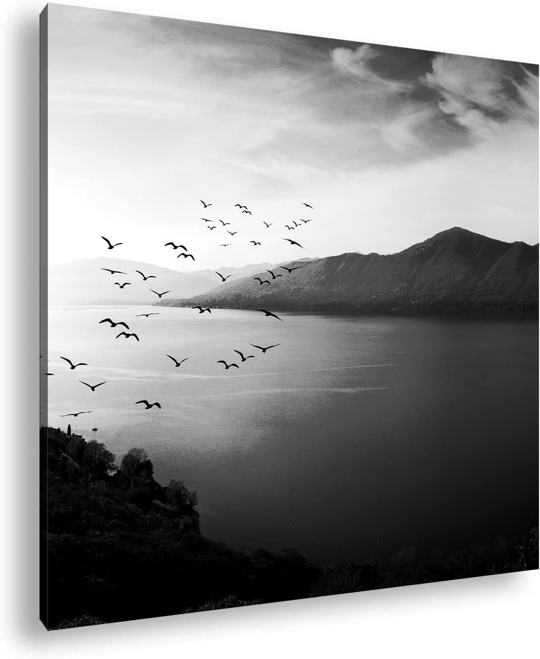 deyoli traumhaufter Sonnenaufgang am Meer Effekt: Schwarz&Weiss Format: 60x60 als Leinwandbild, Moti