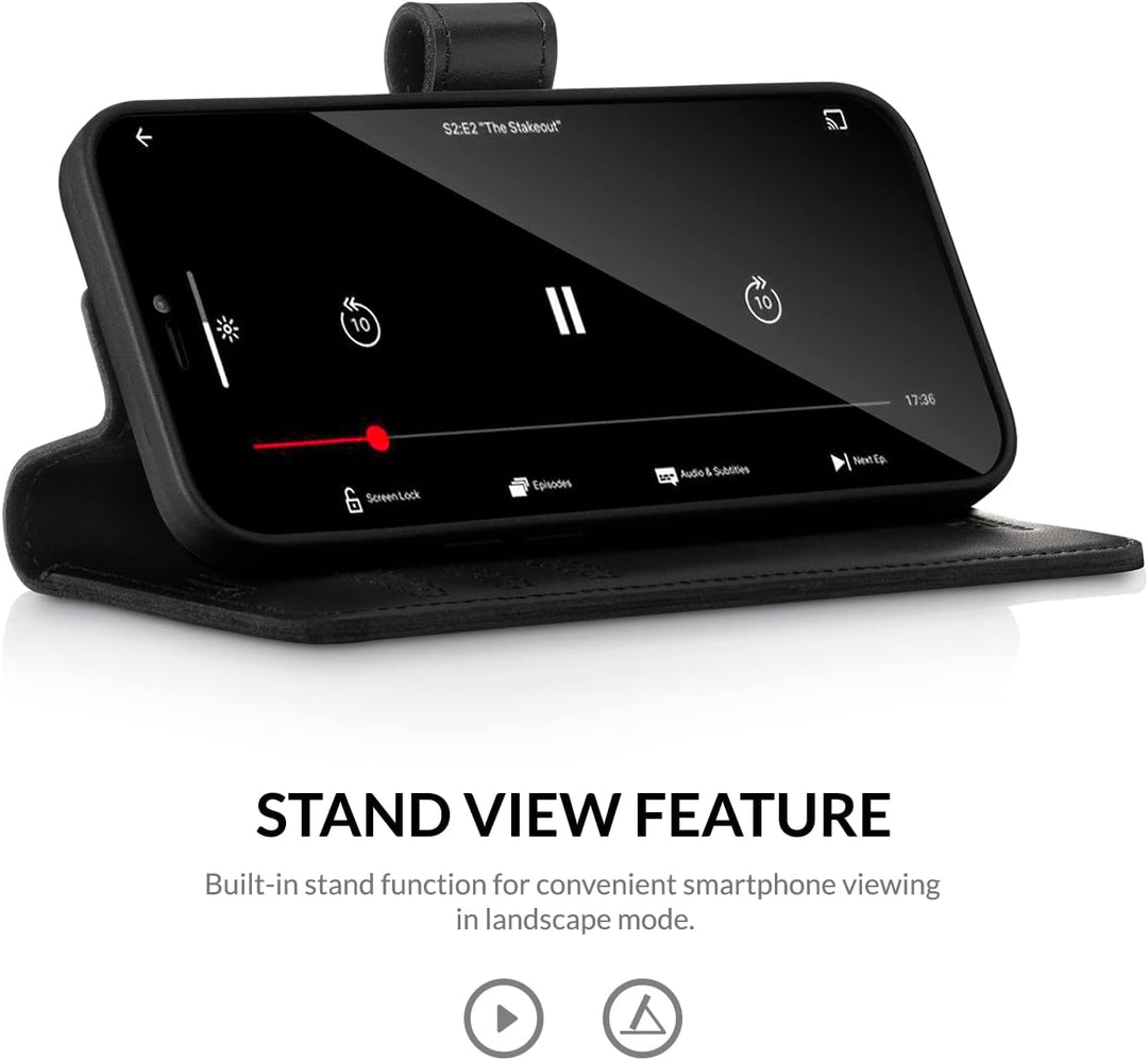 SURAZO Prestige Handyhülle für Apple iPhone 13 Pro – Premium Echtleder Hülle Schutzhülle mit [Standf