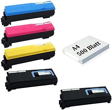 (5er Set Kyocera TK560 (2xBK+C+M+Y) Toner + A4 500 Blatt) • 5X Kompatibel Toner für Kyocera TK-560 F