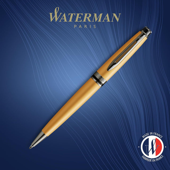 Waterman Expert Kugelschreiber | Goldfarbene Metallic-Lackierung mit Ruthenium-Zierteilen | Mittlere