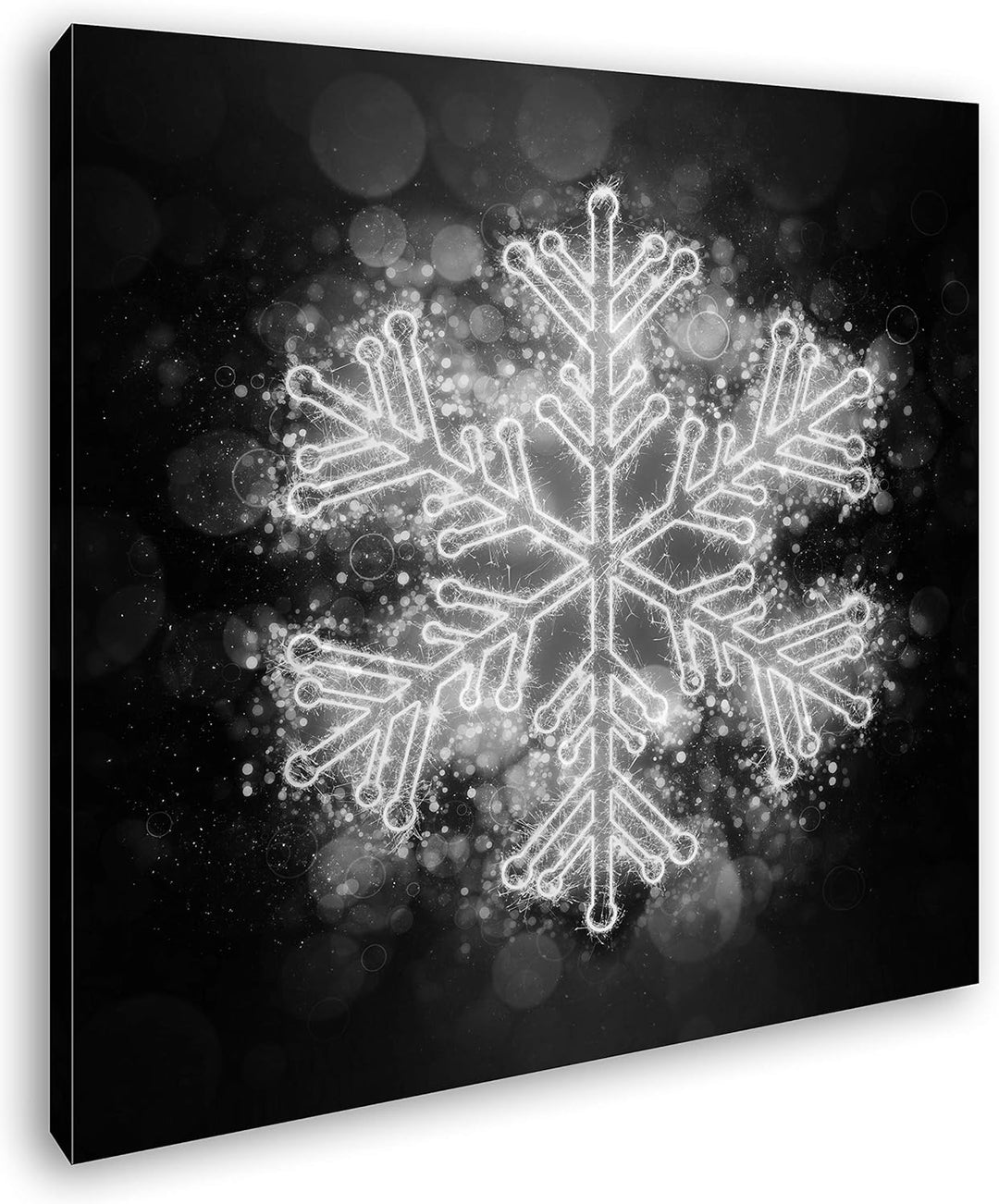 deyoli weihnachtlicher Eiskristall Format: 60x60 Effekt: Schwarz&Weiss als Leinwandbild, Motiv auf E
