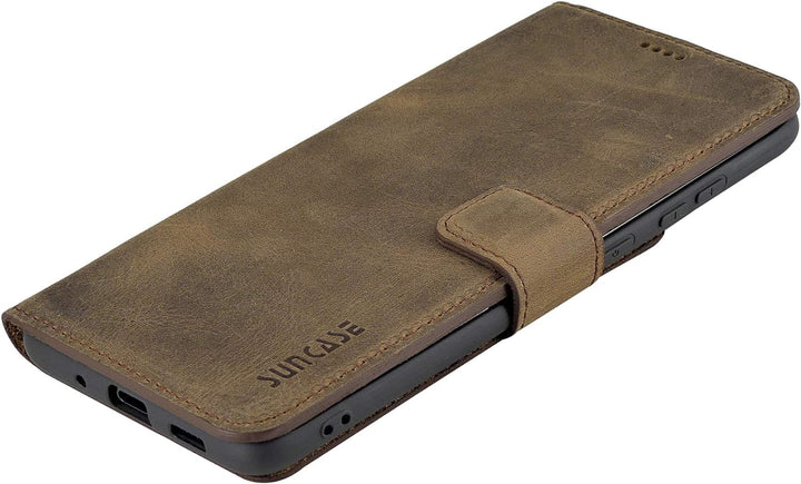 Suncase Book-Style Hülle kompatibel mit Samsung Galaxy S20 Plus Leder Tasche (Slim-Fit) Lederhülle H