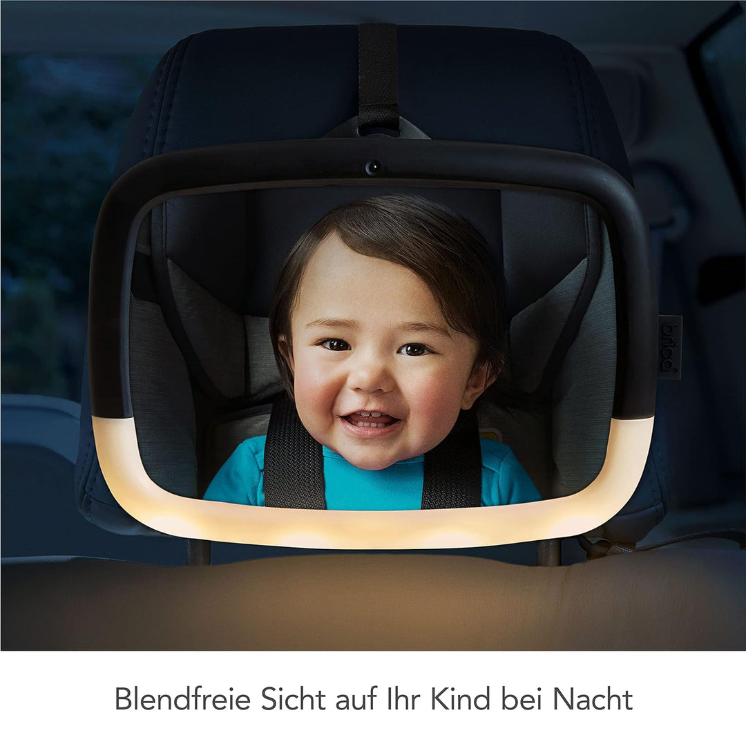 Munchkin Baby-Rücksitzspiegel mit LED-Nachtlicht, Weitwinkel-Babyspiegel für Babys und Kleinkinder m