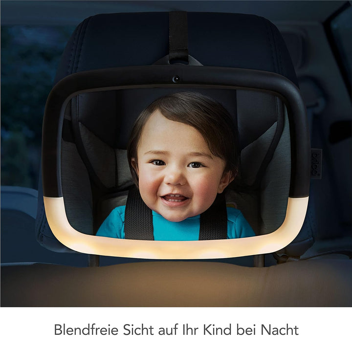 Munchkin Baby-Rücksitzspiegel mit LED-Nachtlicht, Weitwinkel-Babyspiegel für Babys und Kleinkinder m