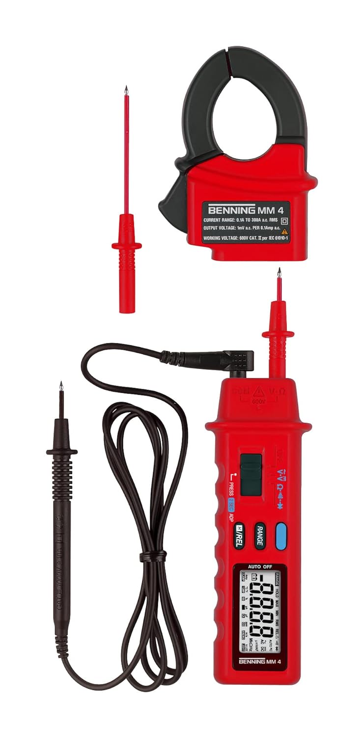 Benning MM 4 Digital-Multimeter (mit digitaler Anzeige + Stromzangenaufsatz, Zangenöffnung max. 30 m