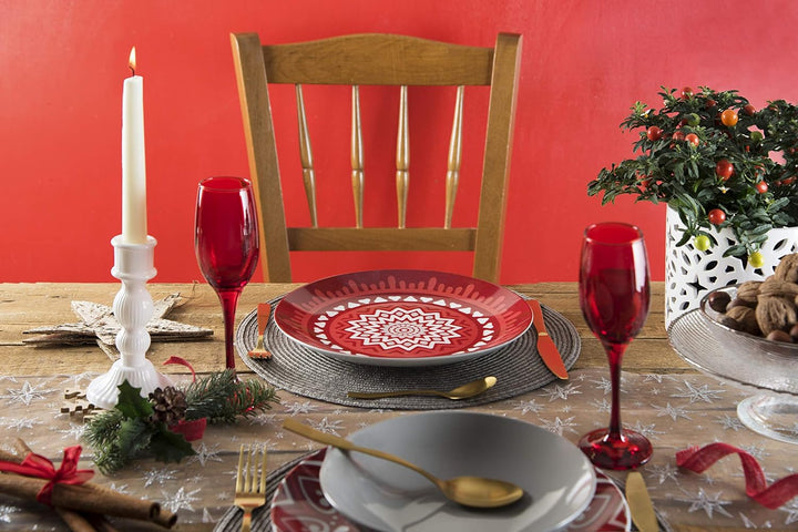 Excelsa Mandala Red Tafelservice, 18-teilig, Porzellan